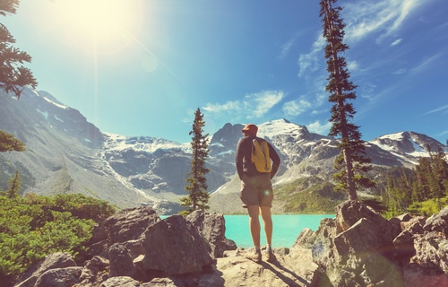 Man hiking in the mountains