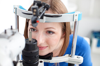 Woman having an eye exam